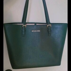 Michael Kors Dark Green Tote Bag